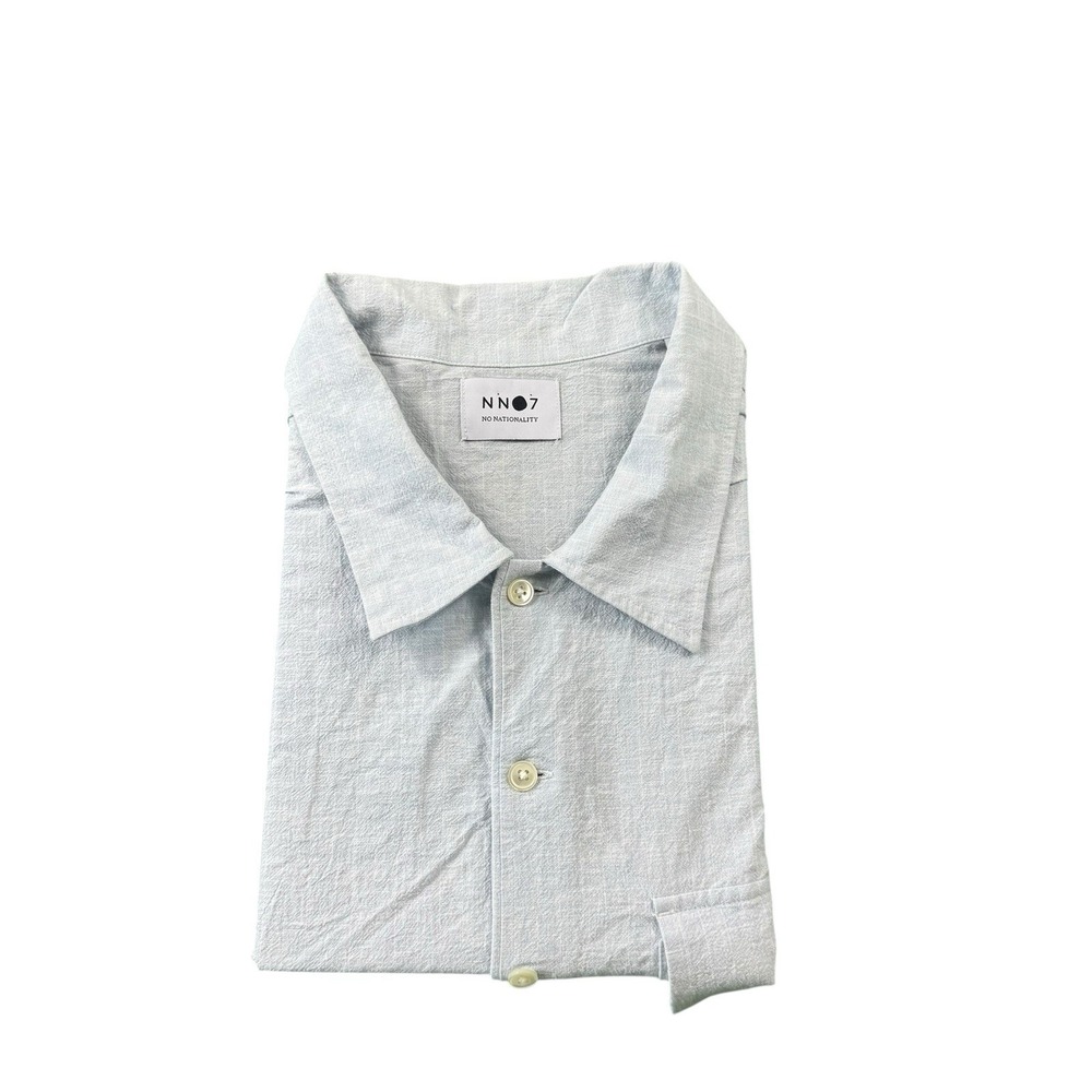 NN07 No Nationality Mens Light Blue Cotton Half Button Pocket Shirt XXL 2XL